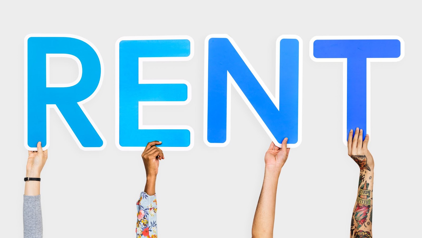 Infographic illustrating the word rent